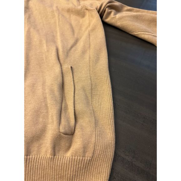 Men's Club Room Khaki Zip Front Ribbed Pocketed Sweater - Sz L - Picture 4 of 11